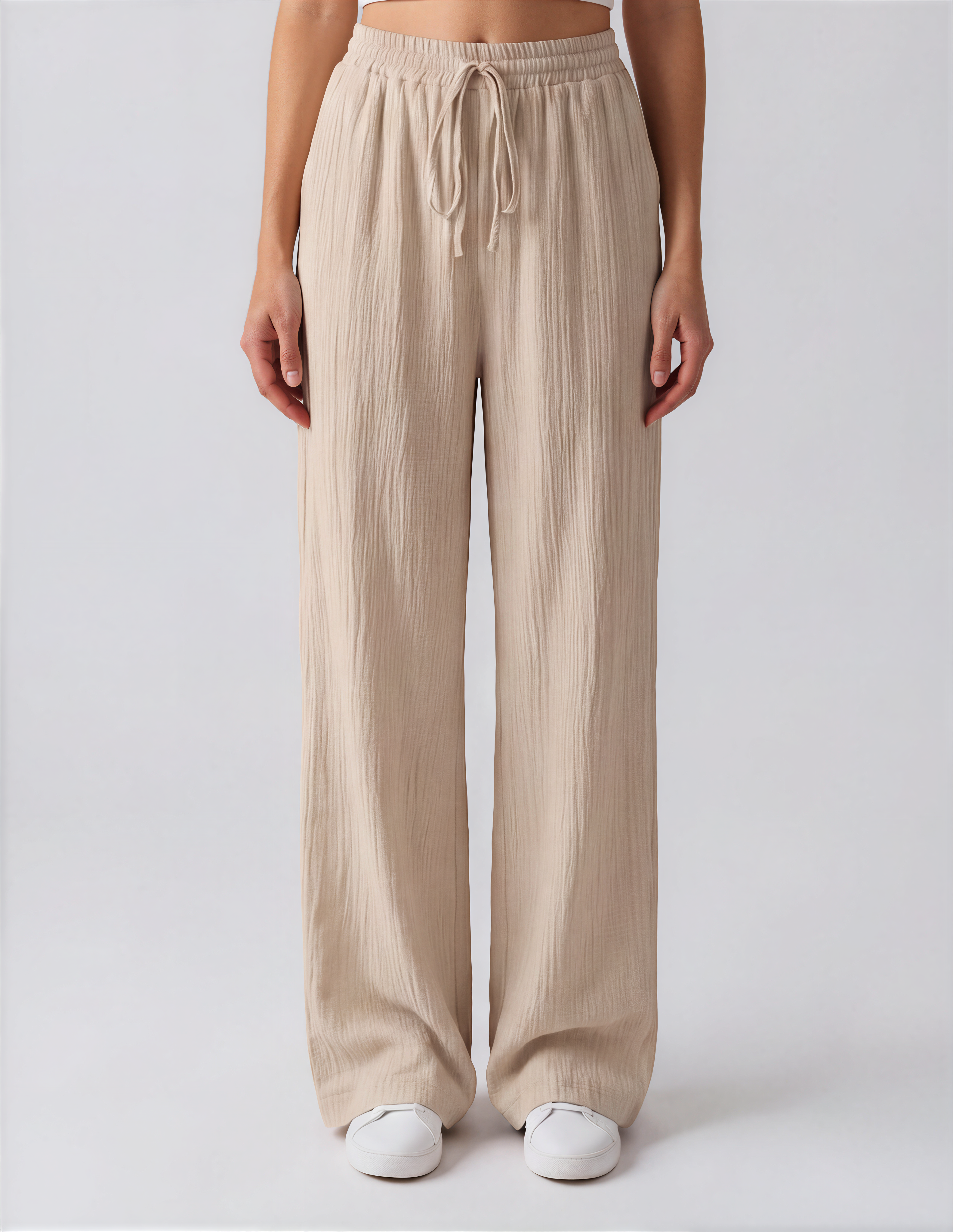 Calça Pantalona Com Linho